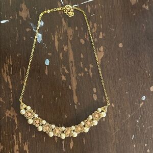 20” Faux Pearl And Rhinestone Bib Necklace, Not Old But Fun And Elegant
